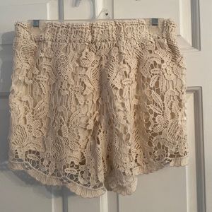 Crochet Cream Shorts
